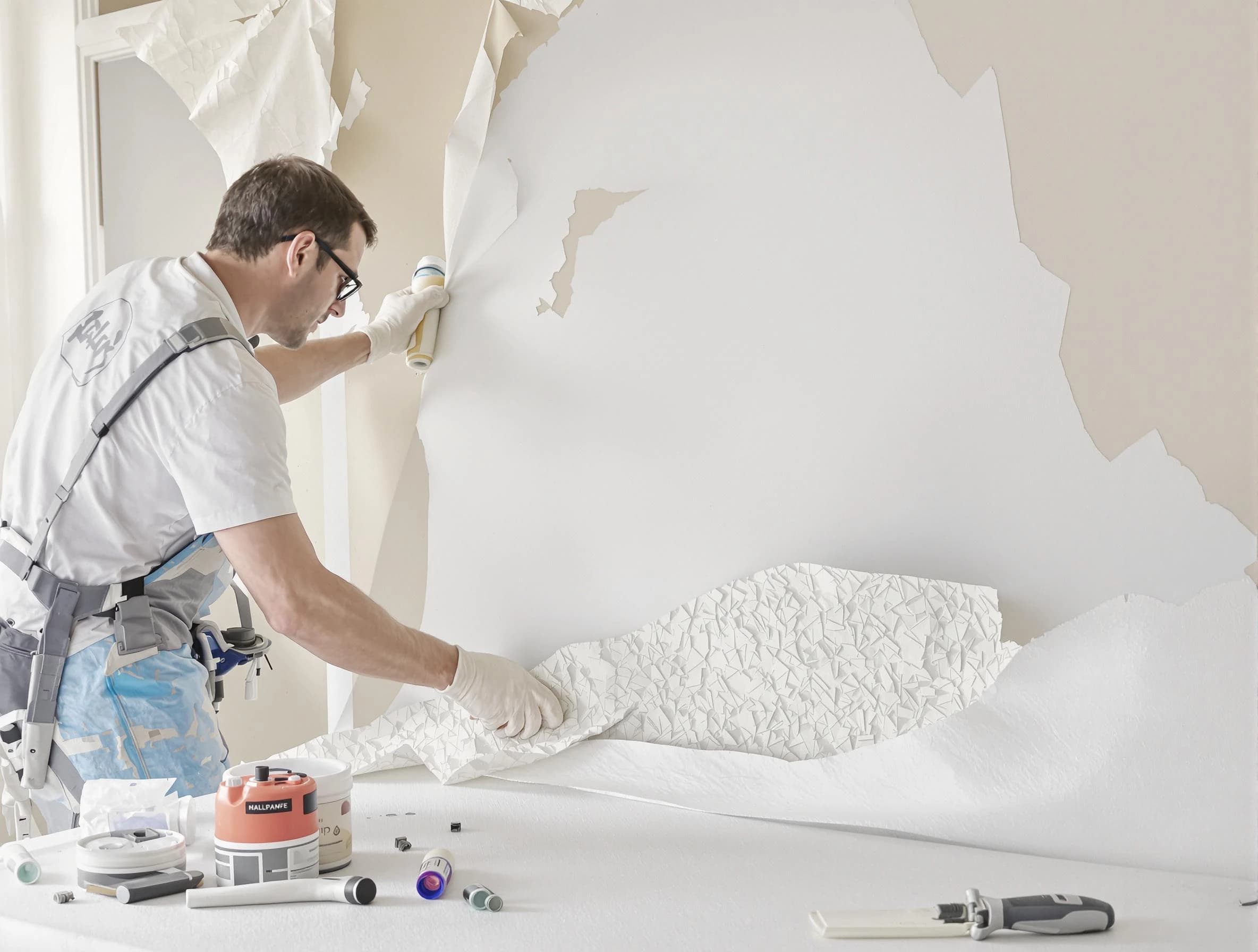 Detailed wallpaper removal and wall prep by Guadalupe House Painters in Guadalupe
